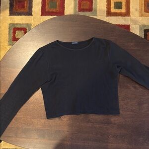 Black Long Sleeve Crop Top